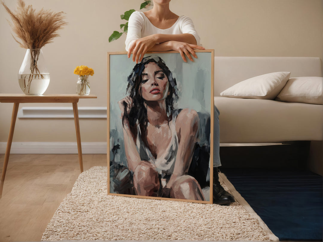Serene Femininity – Abstract Female Portrait Canvas Print