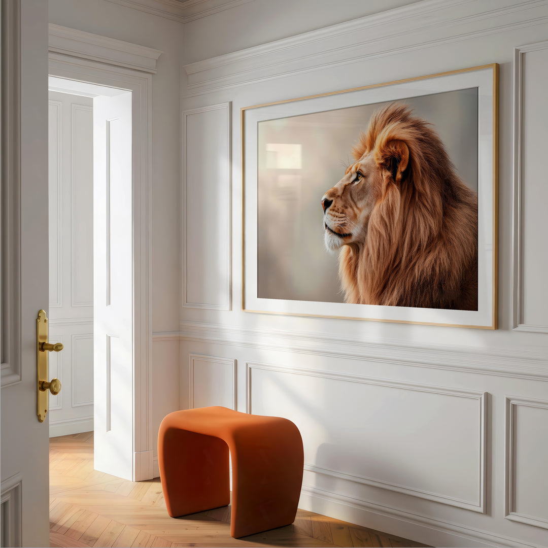 Majestic Lion Profile Canvas – Minimalist Safari Wall Art