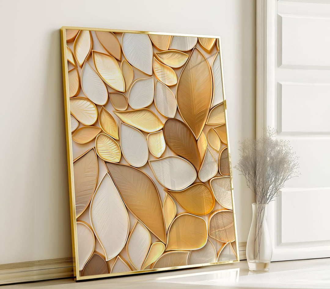 Boho Golden Leaves Canvas Wall Art