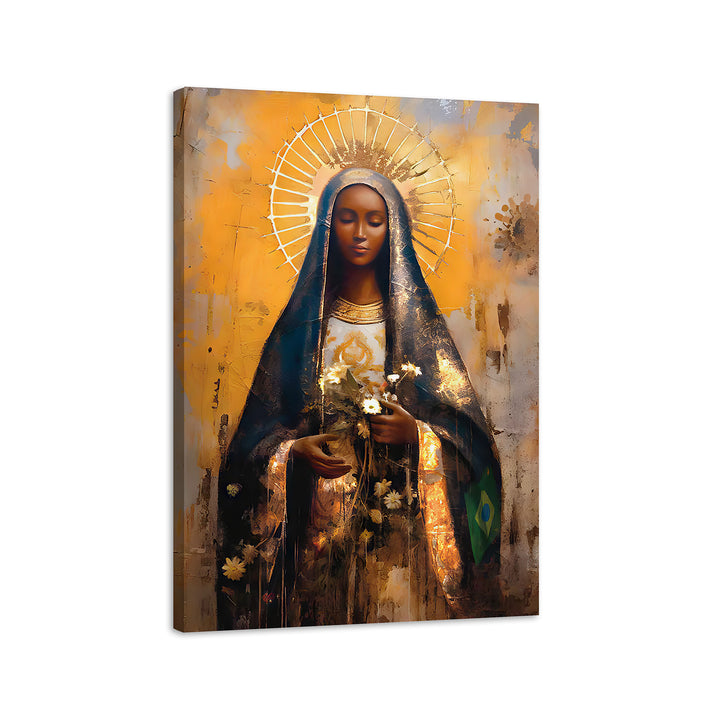 Our Lady of Aparecida Religious Wall Art Abstract Watercolor Painting, Spiritual Catholic Prints