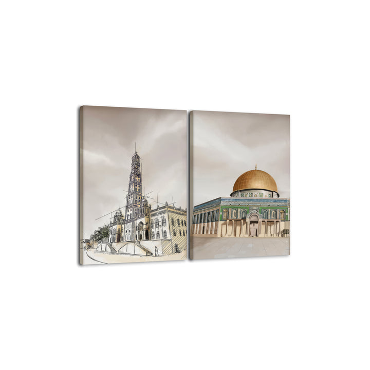 Dome of The Rock & Masjid Tarim islamic wall art