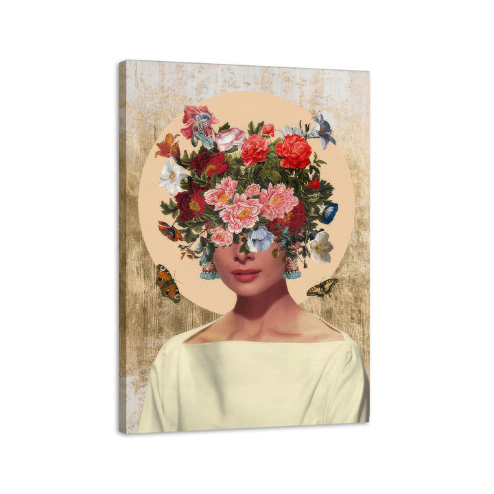 Abstract Floral Head Woman Canvas Print