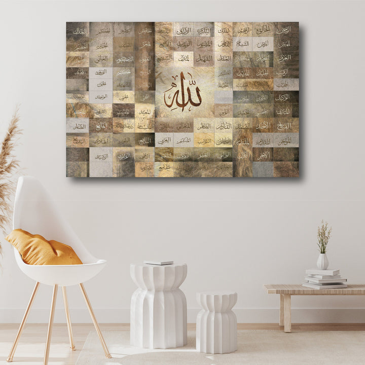 99 Names of Allah | Abstract Islamic Calligraphy Wall Art | Asma-ul Husna