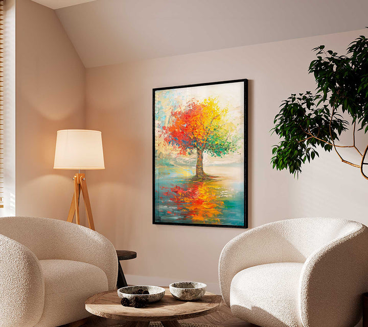 Lake Tree Abstract Colorful Painting