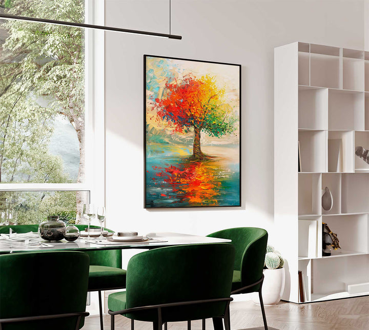 Lake Tree Abstract Colorful Painting