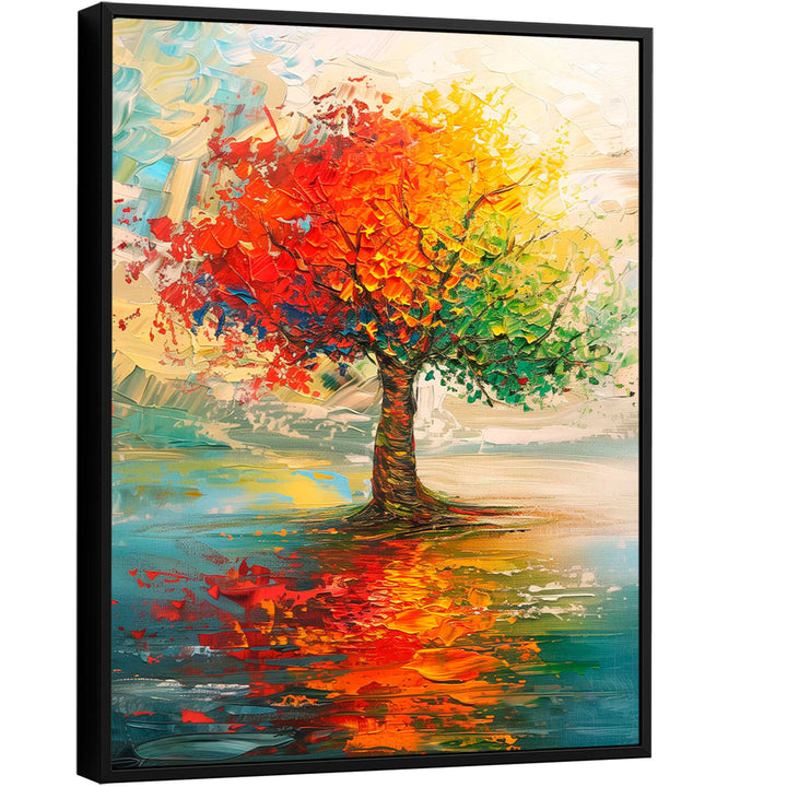 Lake Tree Abstract Colorful Painting
