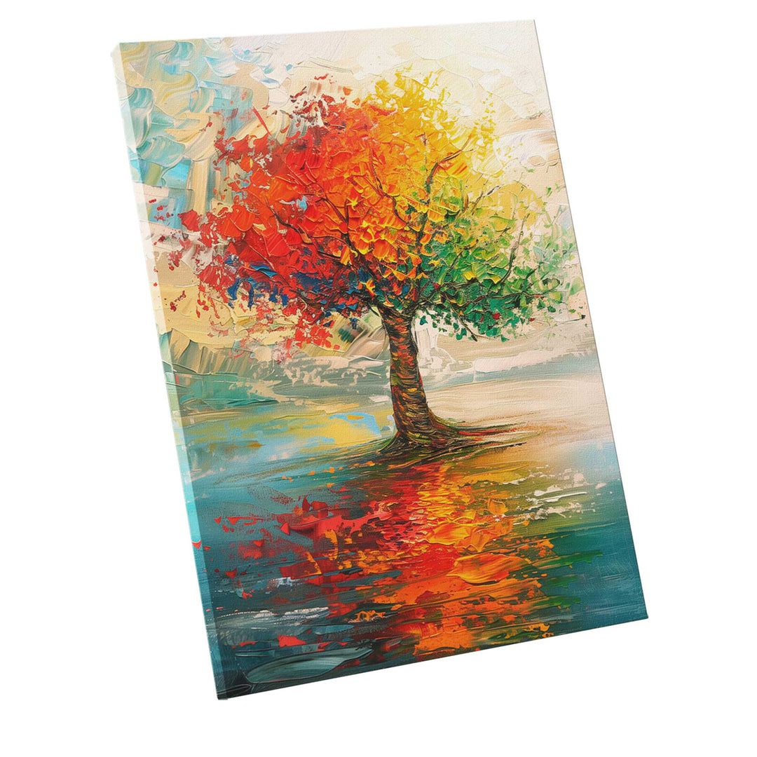 Lake Tree Abstract Colorful Painting