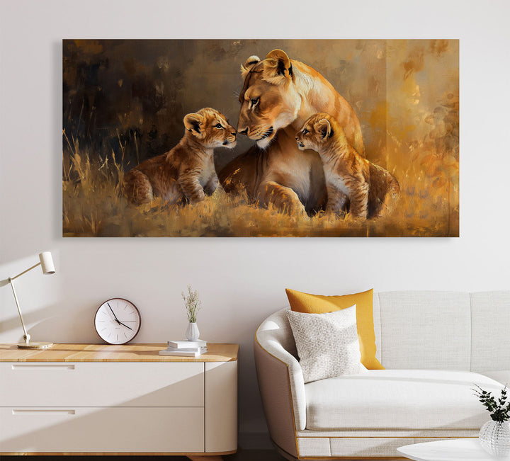 Lioness and Motherly Love Painting