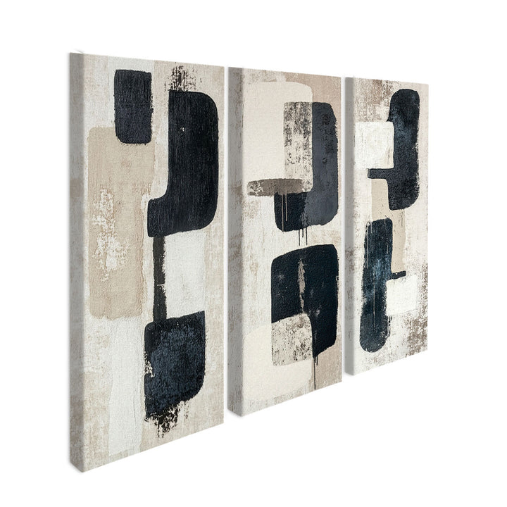 Abstract Black 3 Pieces Wall Decor Canvas Print