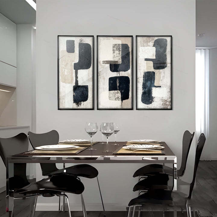 Abstract Black 3 Pieces Wall Decor Canvas Print