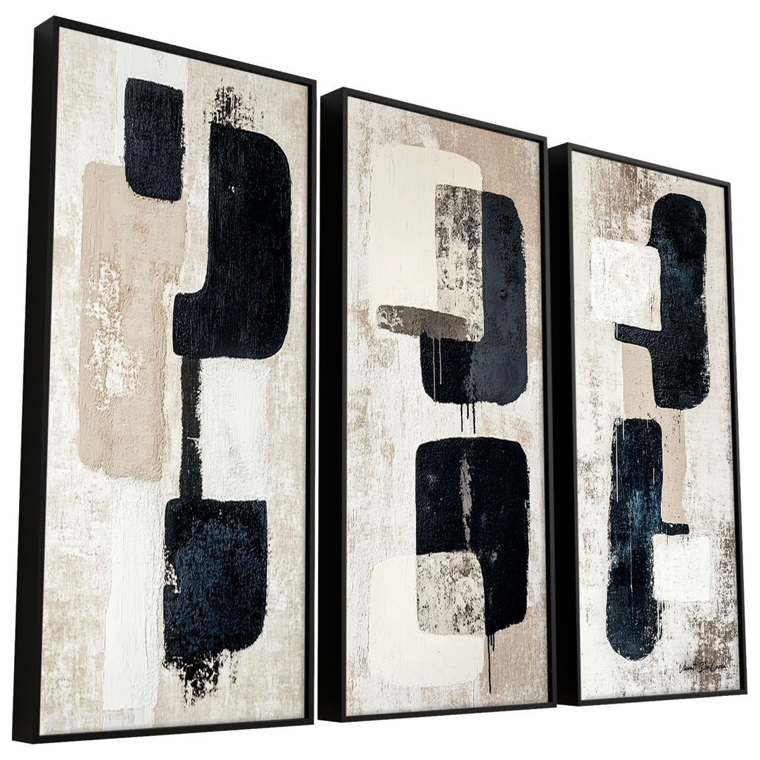Abstract Black 3 Pieces Wall Decor Canvas Print