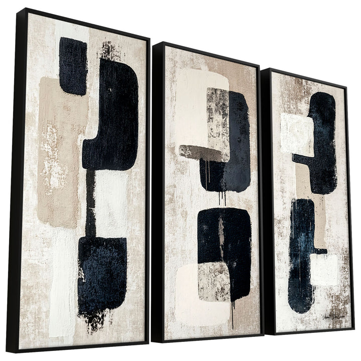 Abstract Black 3 Pieces Wall Decor Canvas Print