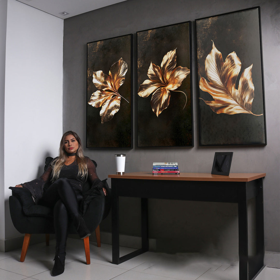 Harmony Frame of Golden Leaves 3 Pieces