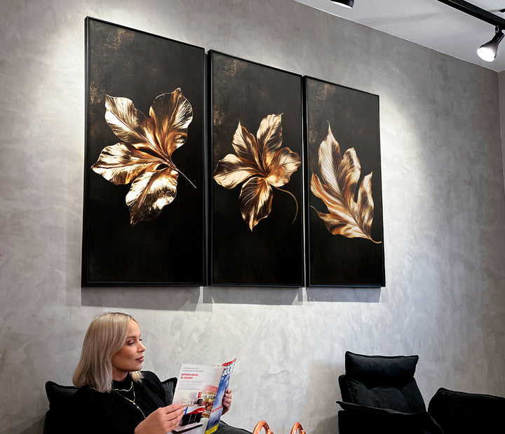 Harmony Frame of Golden Leaves 3 Pieces