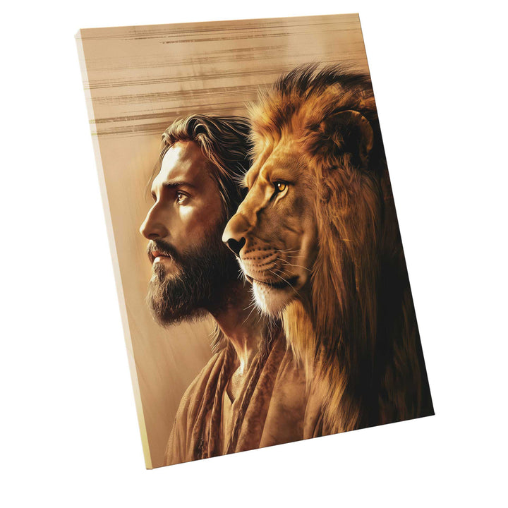 Lion of Judah and Jesus Christ Religious Catholic Canvas Print