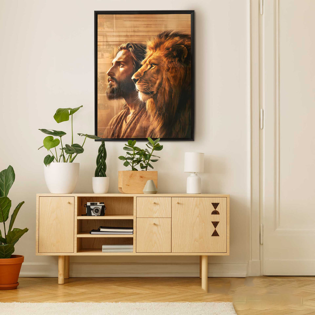 Lion of Judah and Jesus Christ Religious Catholic Canvas Print