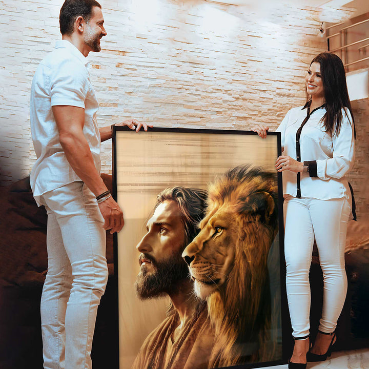 Lion of Judah and Jesus Christ Religious Catholic Canvas Print