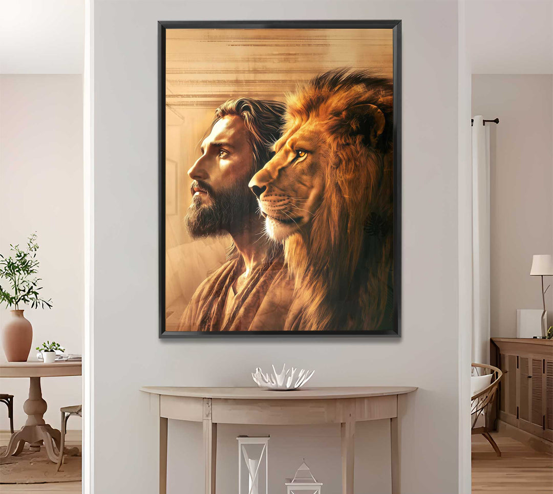 Lion of Judah and Jesus Christ Religious Catholic Canvas Print
