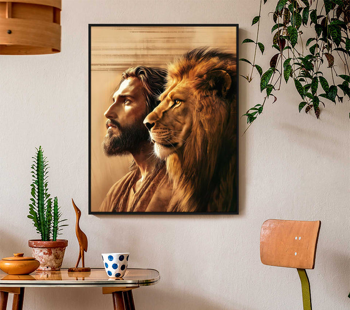 Lion of Judah and Jesus Christ Religious Catholic Canvas Print