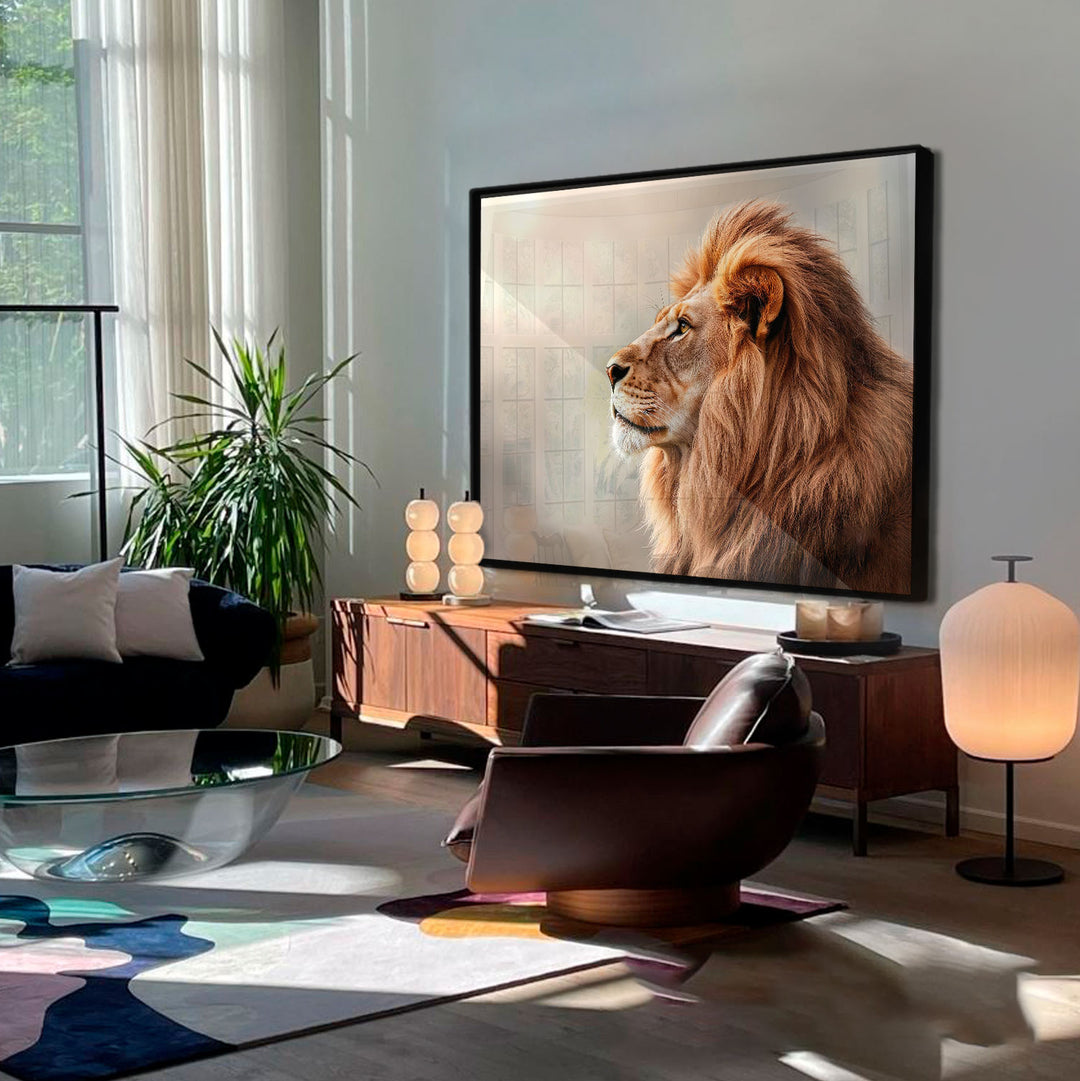 Majestic Lion Profile Canvas – Minimalist Safari Wall Art