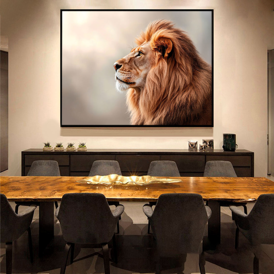 Majestic Lion Profile Canvas – Minimalist Safari Wall Art