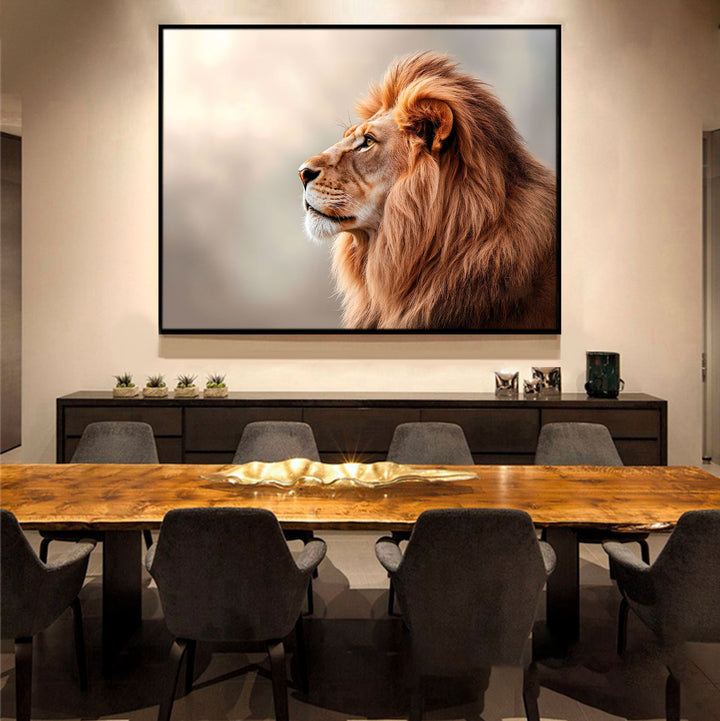 Majestic Lion Profile Canvas – Minimalist Safari Wall Art