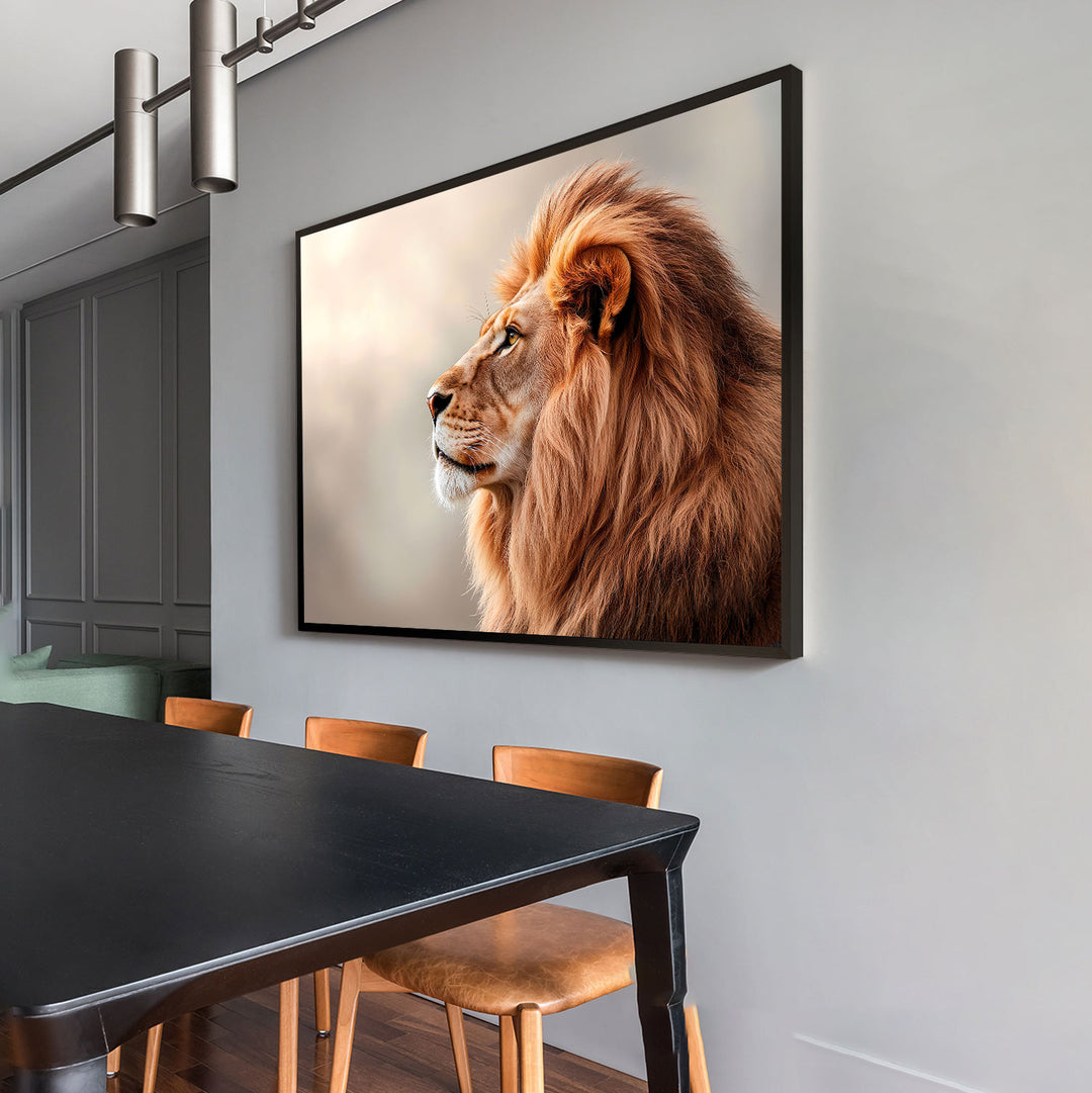 Majestic Lion Profile Canvas – Minimalist Safari Wall Art