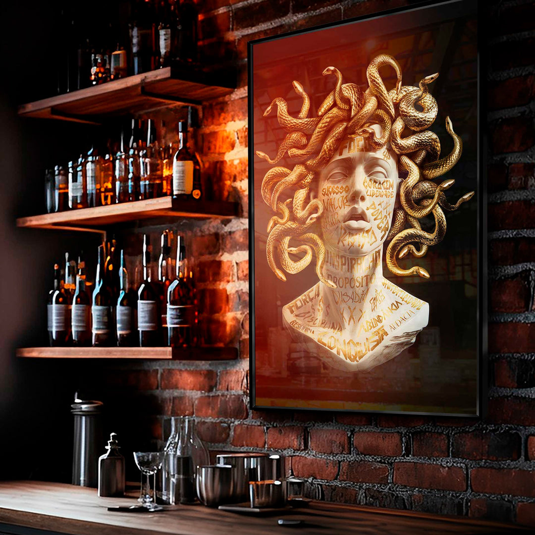 Golden Medusa Canvas – Modern Mythical Wall Art