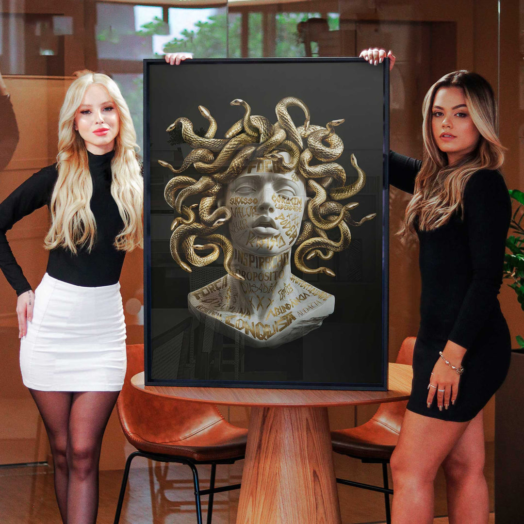 Golden Medusa Canvas – Modern Mythical Wall Art