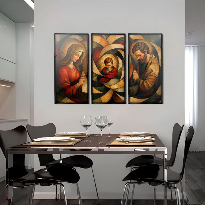 Holy Family Cubism Art 3 Piece
