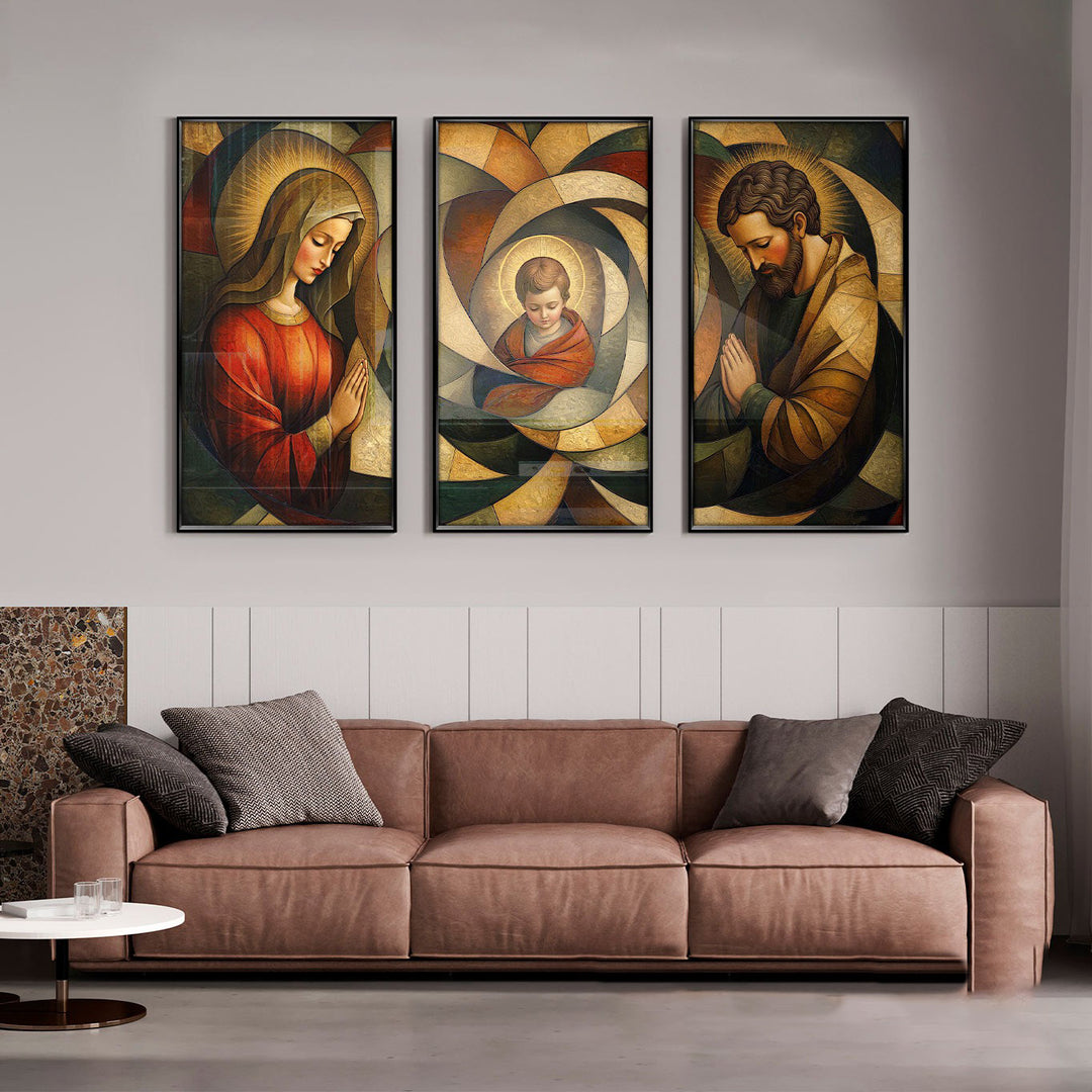Holy Family Cubism Art 3 Piece
