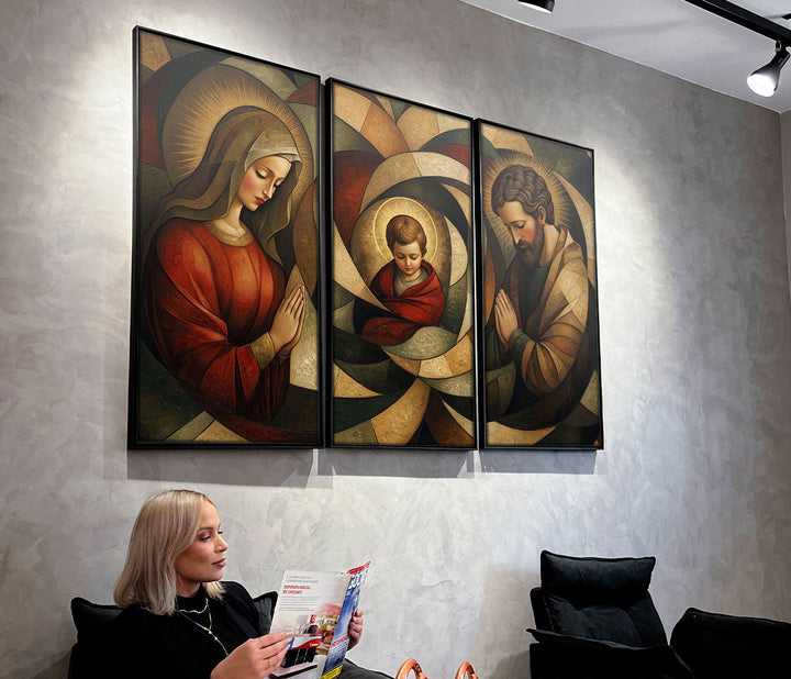 Holy Family Cubism Art 3 Piece