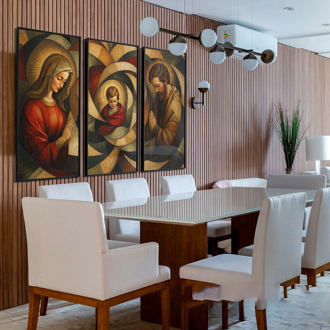 Holy Family Cubism Art 3 Piece