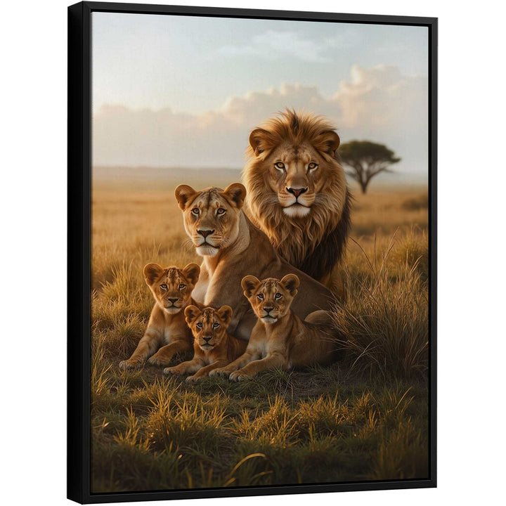 Lion Family in Savannah Canvas – Wild Animal Wall Art