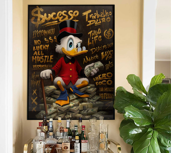 Donald Duck Success Money Pop Graffiti Wall Art