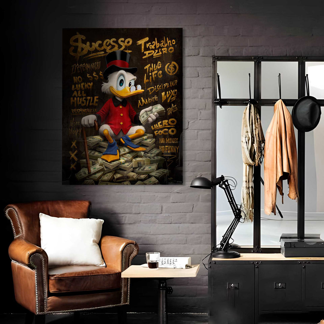 Donald Duck Success Money Pop Graffiti Wall Art