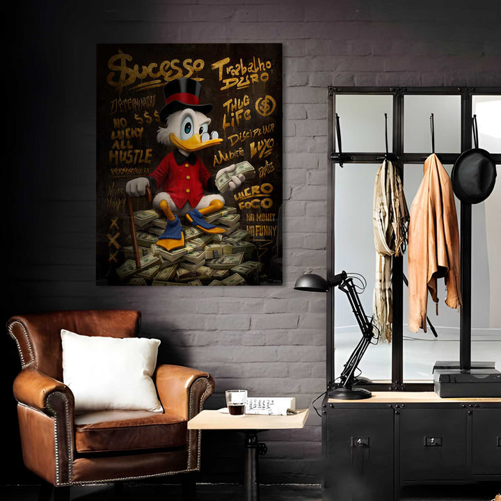 Donald Duck Success Money Pop Graffiti Wall Art