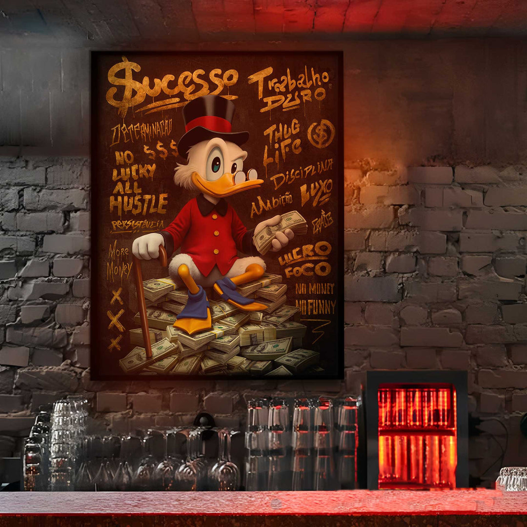 Donald Duck Success Money Pop Graffiti Wall Art