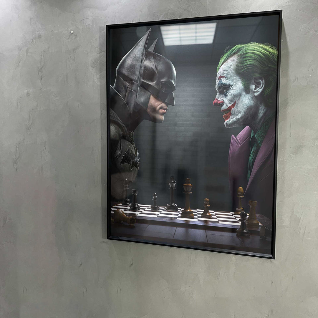 Final Showdown Canvas Print – Bat vs Joker Chess Duel