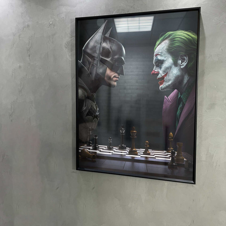 Final Showdown Canvas Print – Bat vs Joker Chess Duel