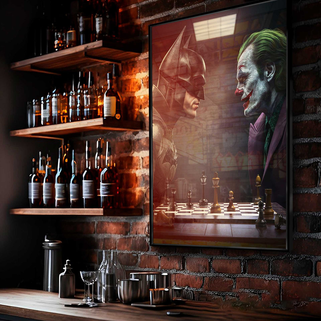 Final Showdown Canvas Print – Bat vs Joker Chess Duel
