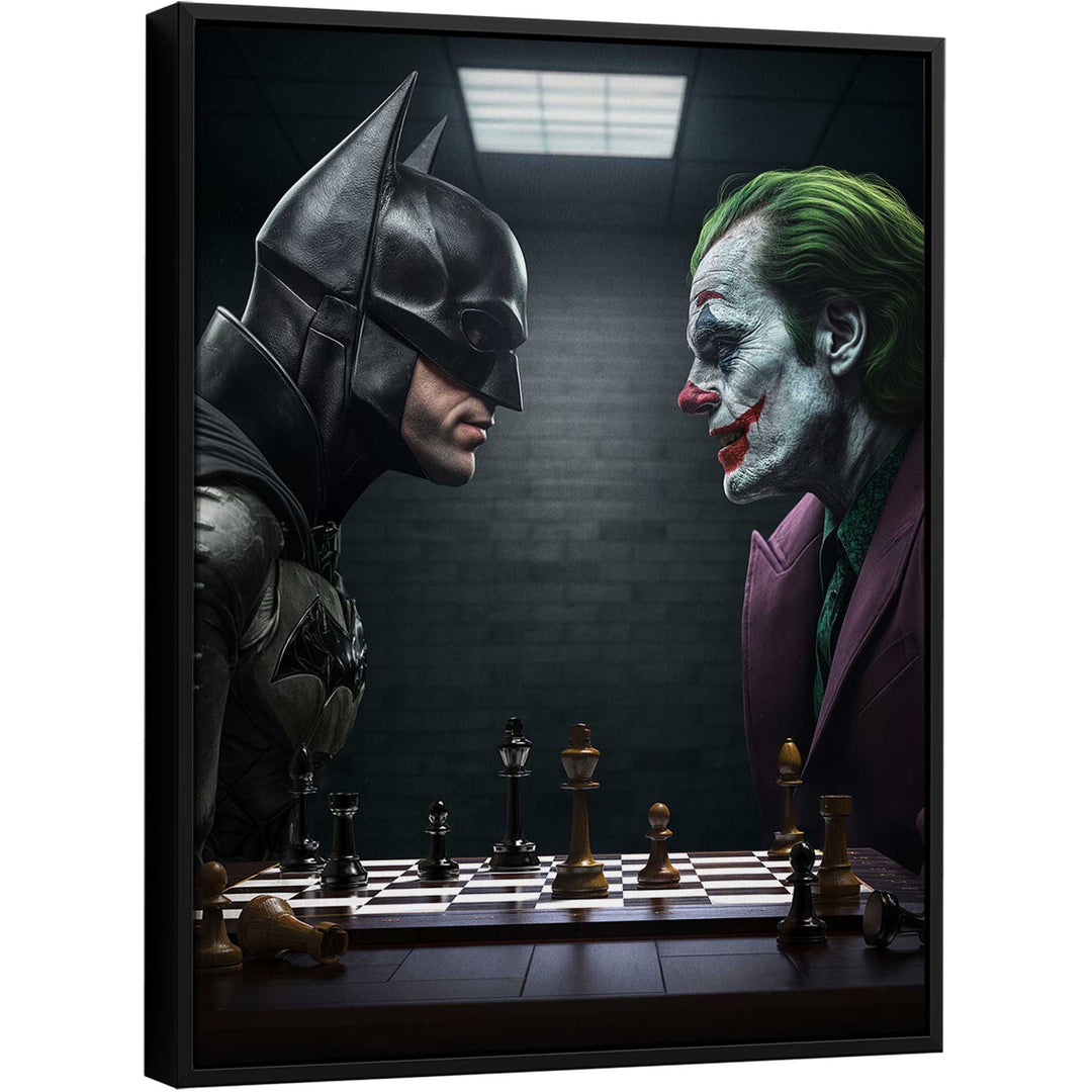 Final Showdown Canvas Print – Bat vs Joker Chess Duel