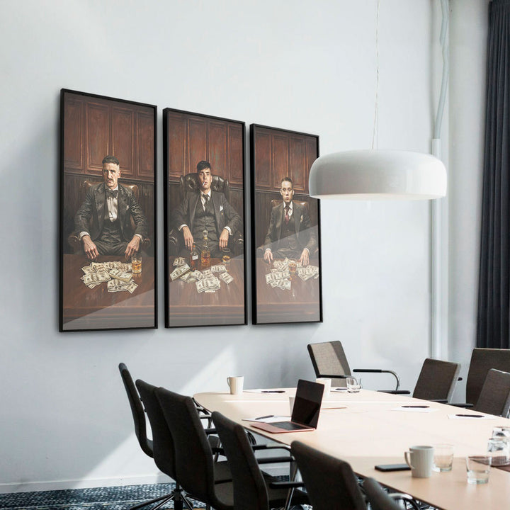 The Shelbys' Mafia Style Wall Art – 3 Piece Gangster Table Canvas Print
