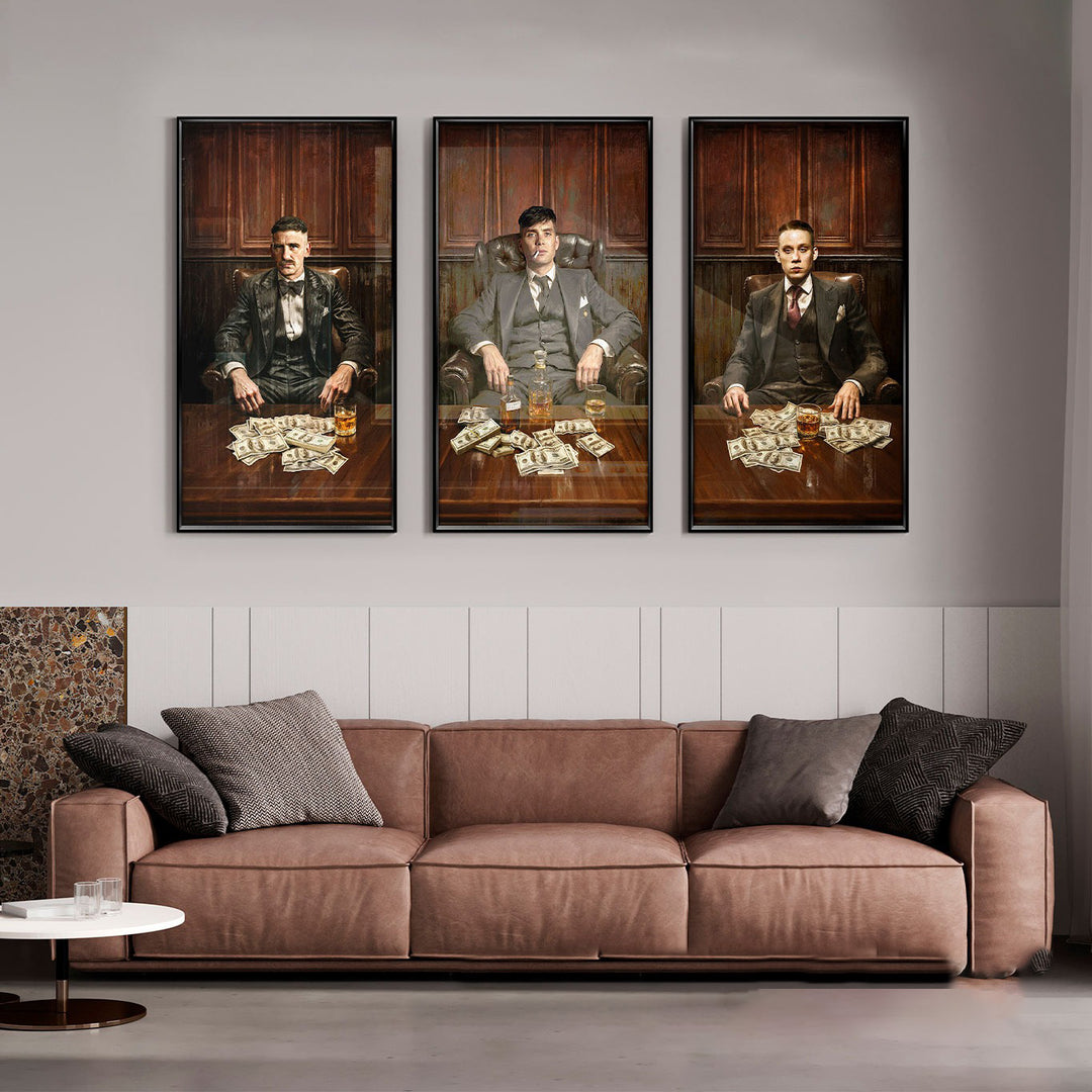 The Shelbys' Mafia Style Wall Art – 3 Piece Gangster Table Canvas Print