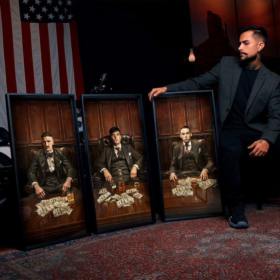 The Shelbys' Mafia Style Wall Art – 3 Piece Gangster Table Canvas Print