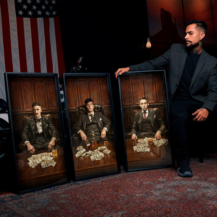 The Shelbys' Mafia Style Wall Art – 3 Piece Gangster Table Canvas Print