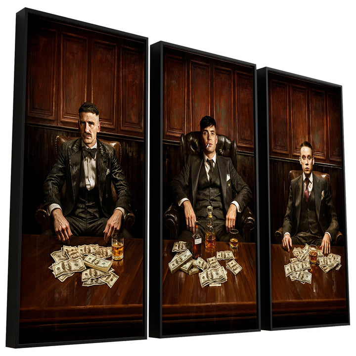 The Shelbys' Mafia Style Wall Art – 3 Piece Gangster Table Canvas Print