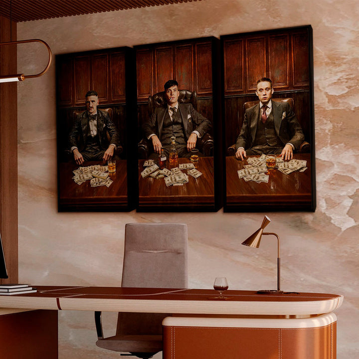 The Shelbys' Mafia Style Wall Art – 3 Piece Gangster Table Canvas Print
