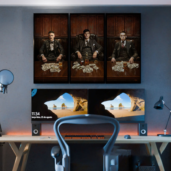 The Shelbys' Mafia Style Wall Art – 3 Piece Gangster Table Canvas Print