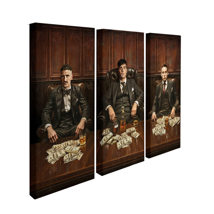 The Shelbys' Mafia Style Wall Art – 3 Piece Gangster Table Canvas Print